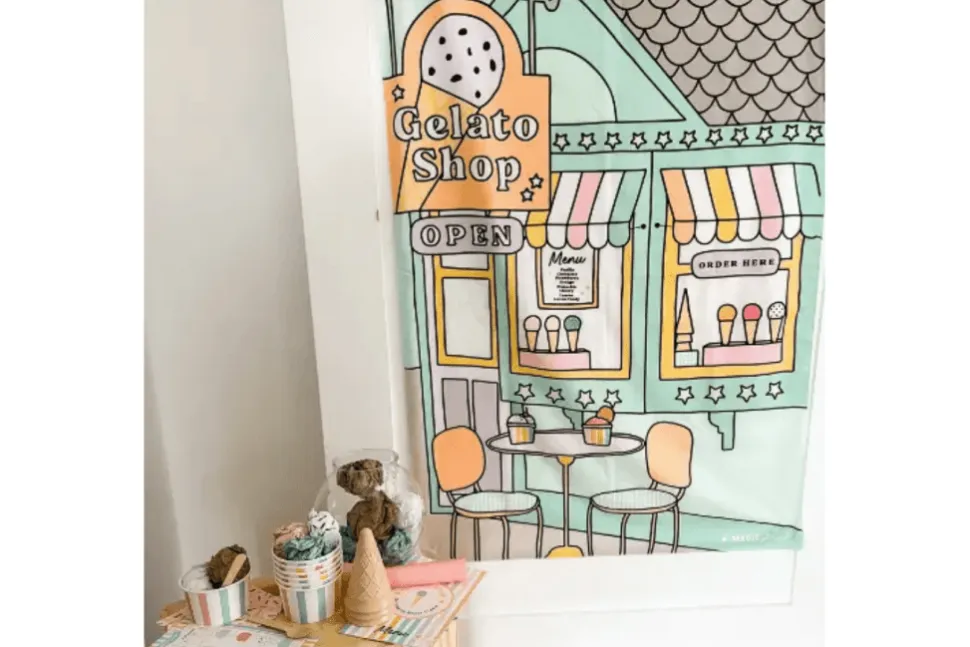 Gelato Shop Fabric Play Scene
